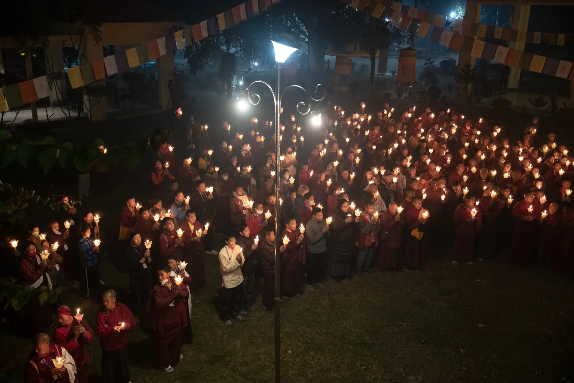 Candlelight ceremony aerial view